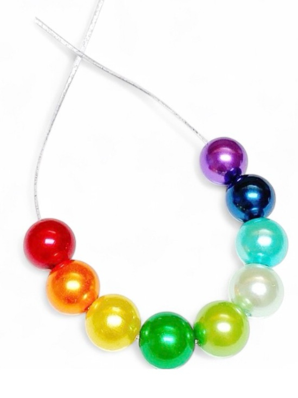 Handmade Rainbow Pearl Necklace Adjustable 12–20” Colorful Beaded Jewelry